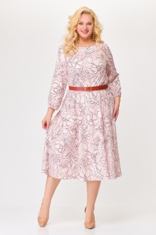 Платье Swallow 674 /1 розовый, бежевый принт #1