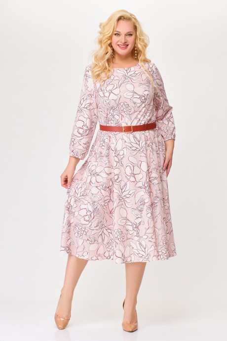 Платье Swallow 674 /1 розовый, бежевый принт размер 52-62 #1