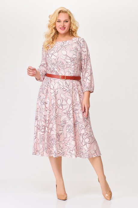 Платье Swallow 674 /1 розовый, бежевый принт размер 52-62 #2
