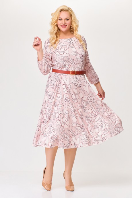 Платье Swallow 674 /1 розовый, бежевый принт размер 52-62 #3