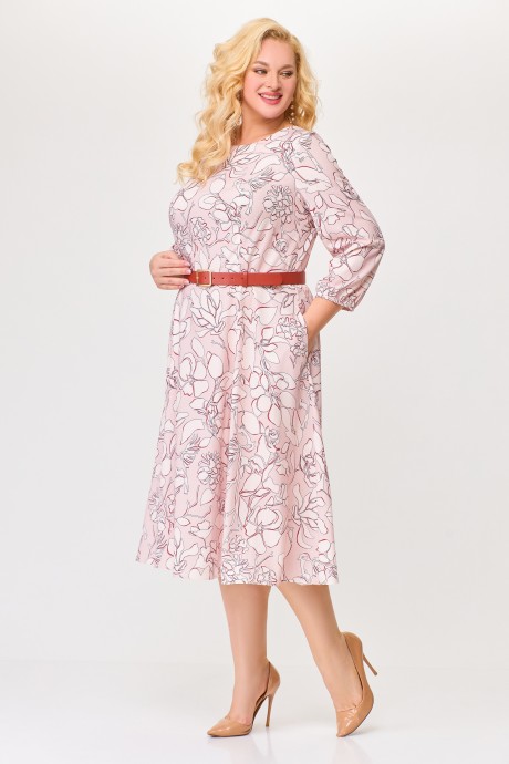 Платье Swallow 674 /1 розовый, бежевый принт размер 52-62 #4