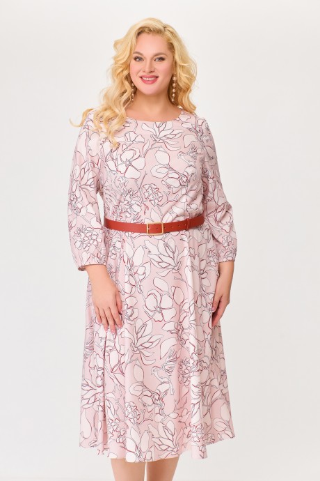 Платье Swallow 674 /1 розовый, бежевый принт размер 52-62 #5