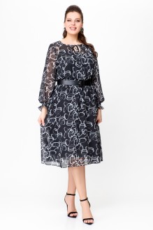 Платье Swallow 715.1 черный, белый принт #1