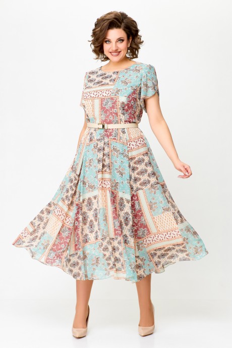 Платье Swallow 730 Мятно-бежевый, мультиколор размер 54-64 #3