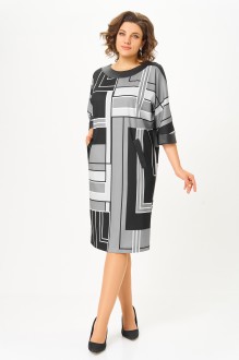 Платье Swallow 888 черный, серый, принт