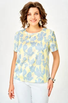 Блузка Swallow 917 лимонная, голубые цветы