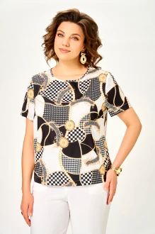 Блузка Swallow 917 .3 Черно-белая, принт Версаче