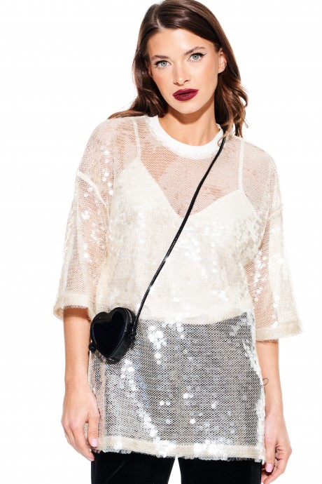 Блузка ELLETTO LIFE 3936 молочный размер 46-54 #1