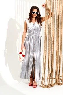 Платье ELLETTO LIFE 11128 бело-серое