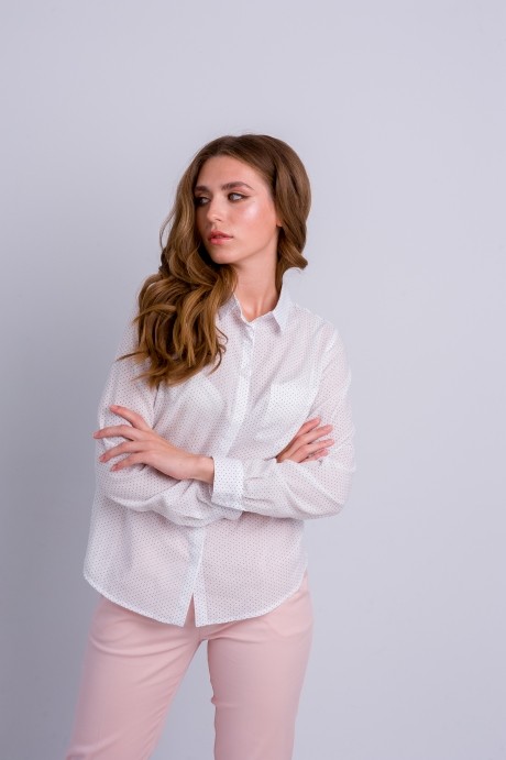 Блузка, туника, рубашка Paula 325-1 молочная в горошек размер 42-46 #1