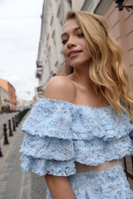 Sorochinskaya 1311002 без плечиков с 3D-цветами нежно-голубой #2