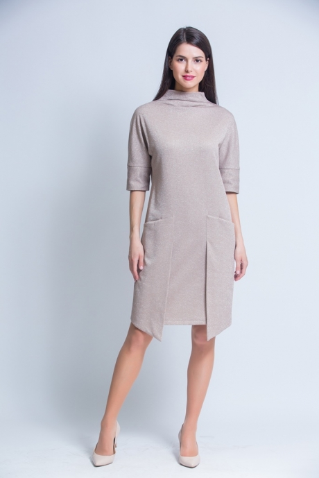 Платье Ivera Collection 401 бежевый с металлической нитью размер 48-54 #2