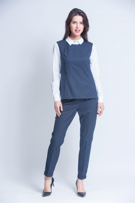 Блузка Ivera Collection 662 темно-синий в мелкую полоску размер 42-50 #1