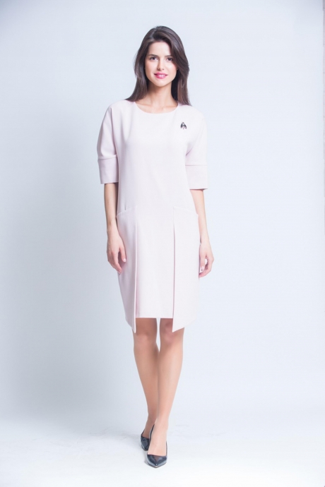 Платье Ivera Collection 516 с брошью пудровый размер 44-54 #1