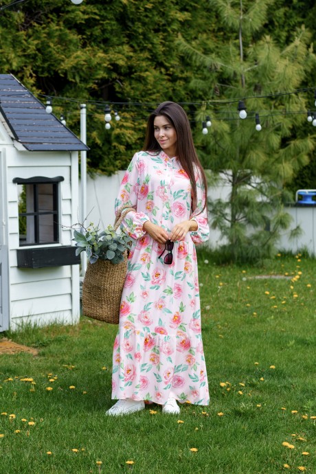Платье Ivera Collection 1120 розовый, цветы размер 42-48 #2