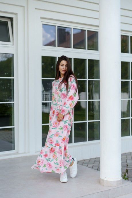 Платье Ivera Collection 1120 розовый, цветы размер 42-48 #3