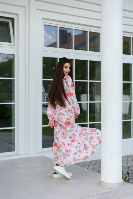 Платье Ivera Collection 1120 розовый, цветы размер 42-48 #4