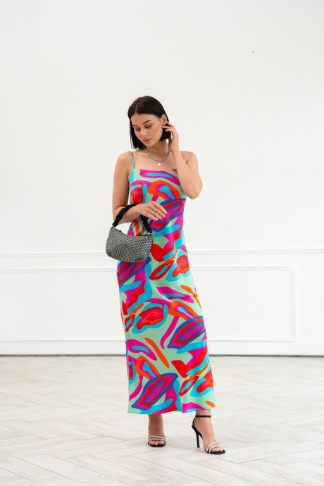 Платье Ivera Collection 1125 зелёный, розовый размер 40-48 #2