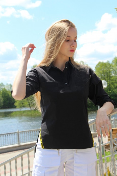 Блузка Juliet style D130 черный+вышивка размер 42-50 #1