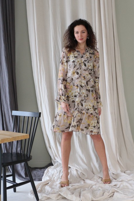 Платье Juliet style D195 : серый в цветы размер 44-48 #4