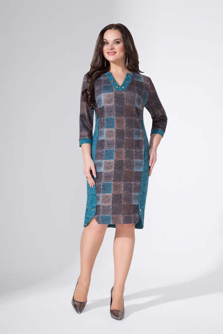 Платье Avanti Erika 905 бирюза/коричневый размер 54-58 #1