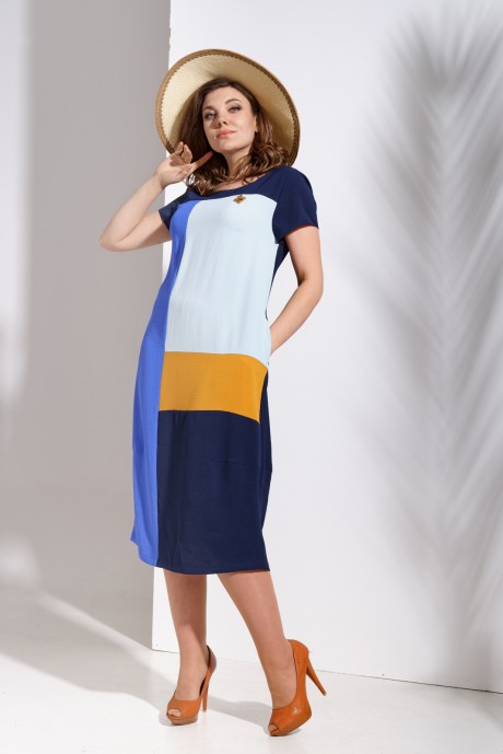 Платье Avanti Erika 973 синий/мята/рыжий/василек размер 48-52 #1