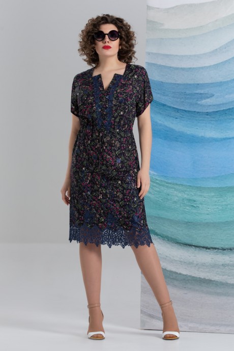 Платье Avanti Erika 1012 темно-синий в цветы размер 50-60 #1