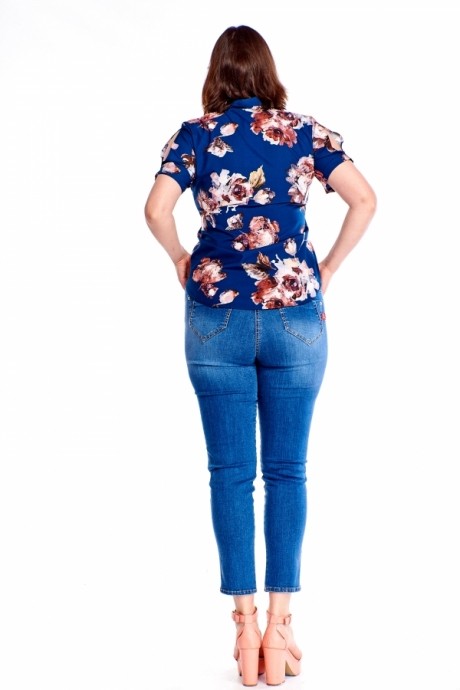 Блузка, туника, рубашка Gracja 01-001- 0002 цветы на синем размер 46-58 #2