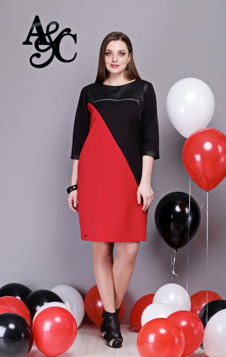 Платье Angelina&Сompany 261 черный+красный размер 50-54 #1