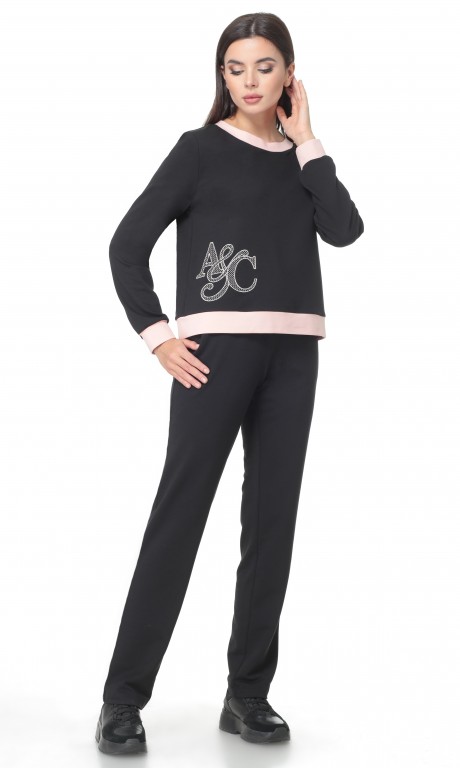 Спортивный костюм Angelina&Сompany 374 чр чёрный+розовый размер 44-48 #1