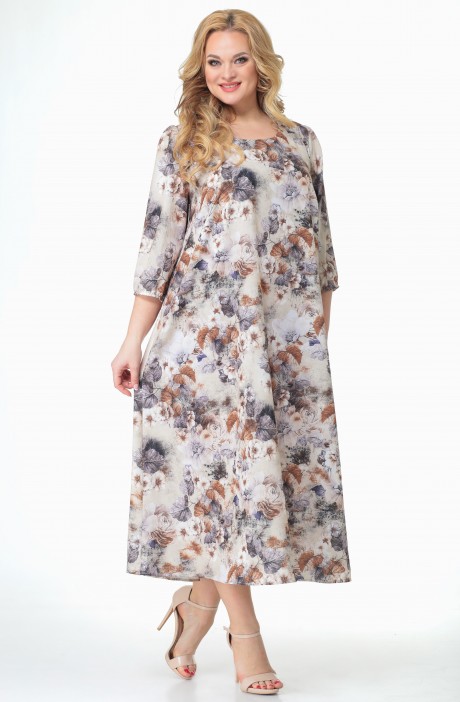 Платье Angelina&Сompany 516 б бежевые цветы размер 50-66 #2
