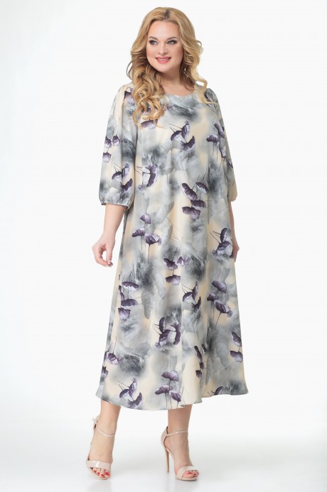 Платье Angelina&Сompany 516 с сиреневые цветы размер 50-66 #1