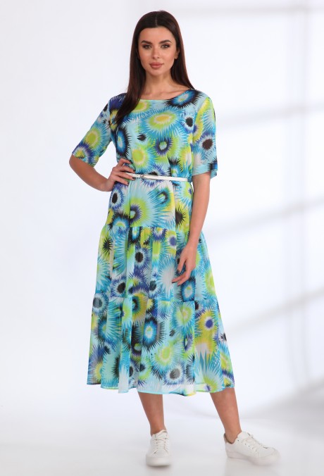 Платье Angelina&Сompany 539 голубые цветы размер 46-56 #4