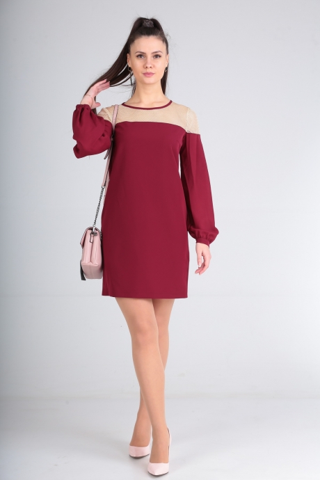 Вечернее платье Sovita 6176 бордовый с сеткой размер 42-52 #1