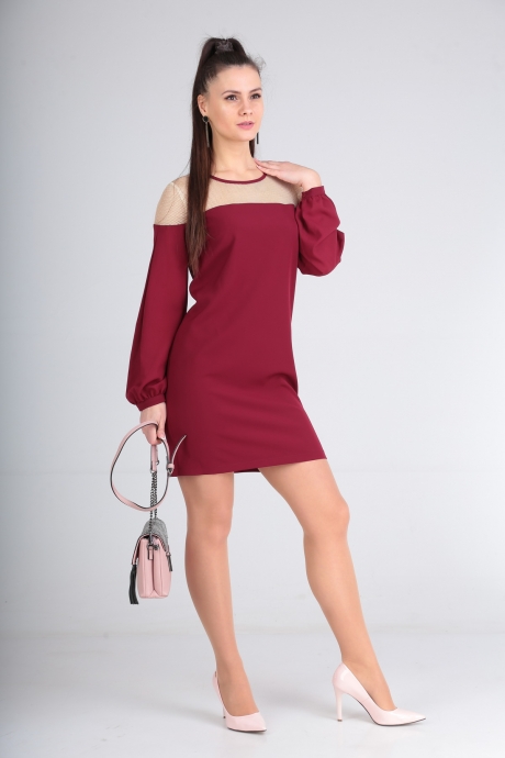 Вечернее платье Sovita 6176 бордовый с сеткой размер 42-52 #2