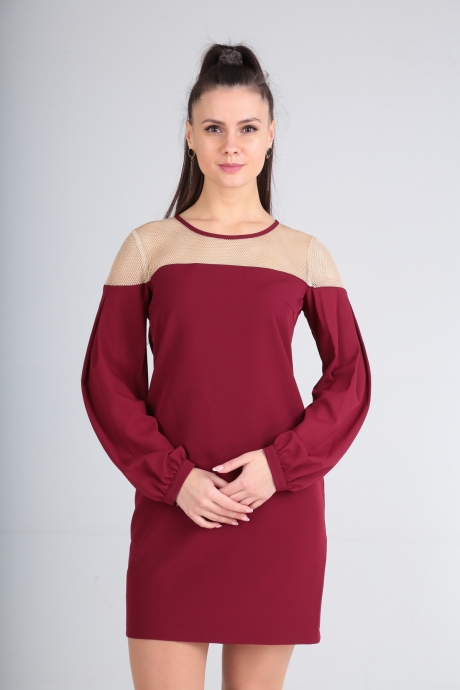 Вечернее платье Sovita 6176 бордовый с сеткой размер 42-52 #4
