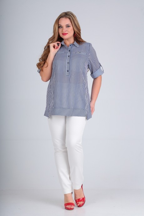 Блузка Sovita 684 синяя узкая полоска размер 52-64 #4