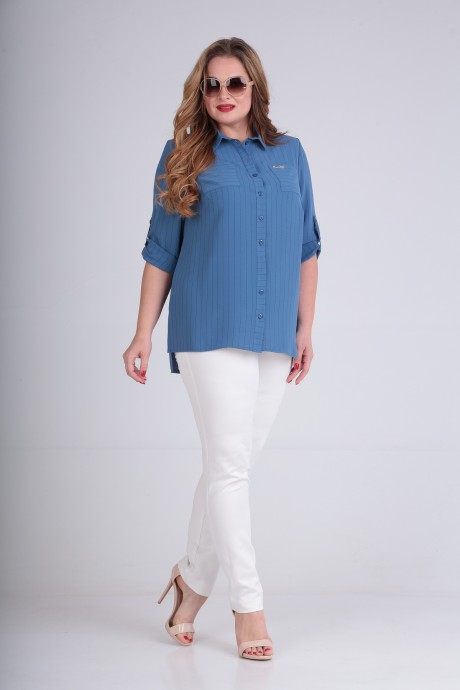 Рубашка Sovita 732 голубой в черную полоску размер 52-64 #2