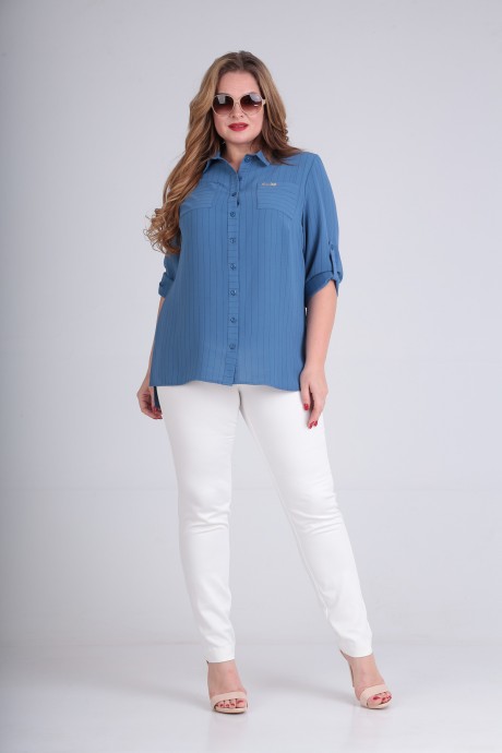 Рубашка Sovita 732 голубой в черную полоску размер 52-64 #5