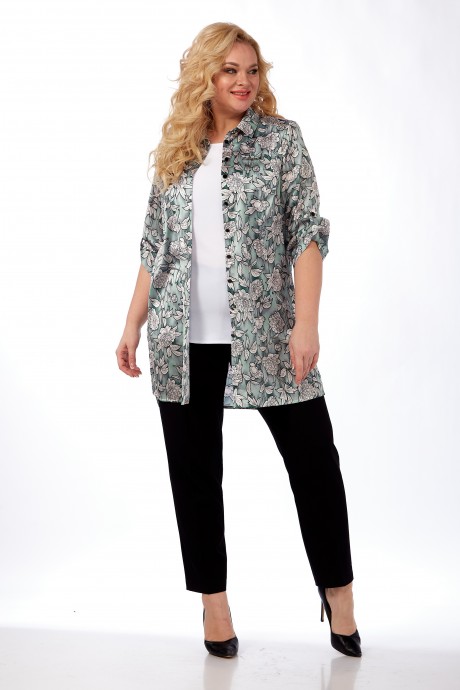 Костюм/комплект Sovita 862 (блуза + топ) бирюзовый + белый размер 52-64 #1