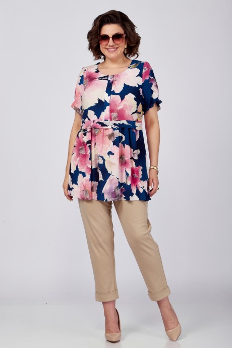 Блузка Sovita 1168 разноцветный, цветы принт размер 50-58 #4