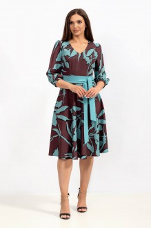 Платье Angelina Design Studio 840 коричневый с голубым принтом #1
