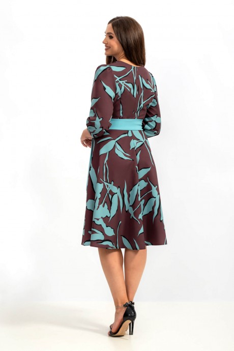 Платье Angelina Design Studio 840 коричневый с голубым принтом размер 44-54 #4