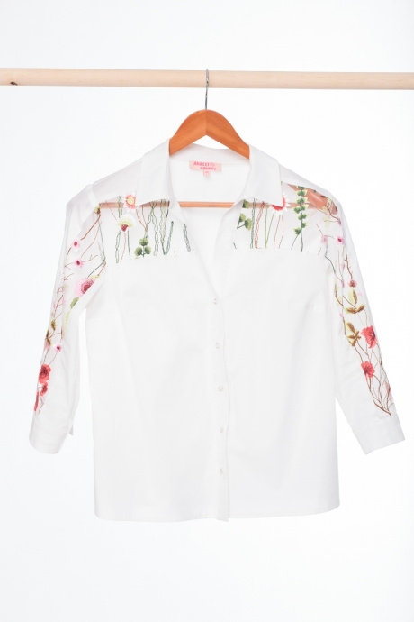 Рубашка Anelli 645 белый в цветы размер 44-54 #6