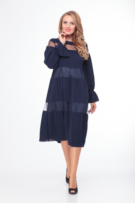 Вечернее платье Anelli 789 темно-синий "каскад" размер 42-48 #1