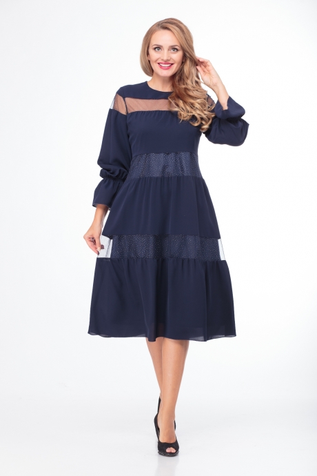 Вечернее платье Anelli 789 темно-синий "каскад" размер 42-48 #3