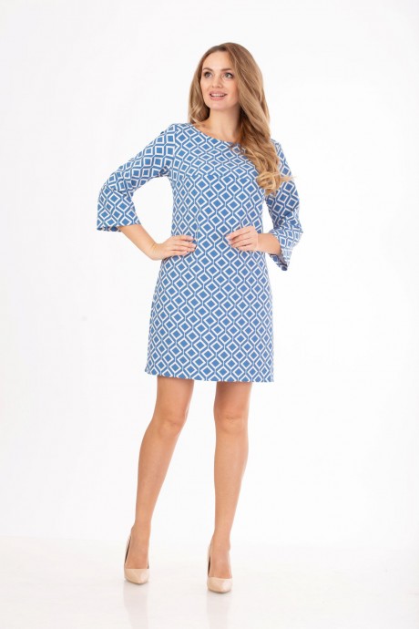 Платье Anelli 810 голубой с геометрическим принтом размер 42-48 #1