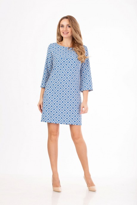 Платье Anelli 810 голубой с геометрическим принтом размер 42-48 #2