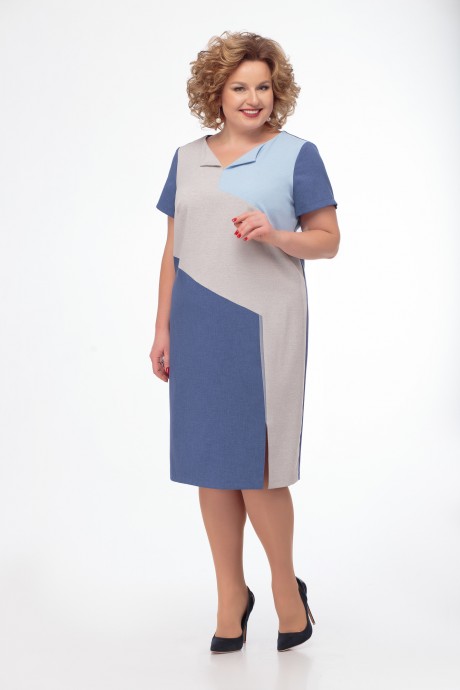 Платье Anelli 500 сине-бирюзовые тона размер 54-64 #1