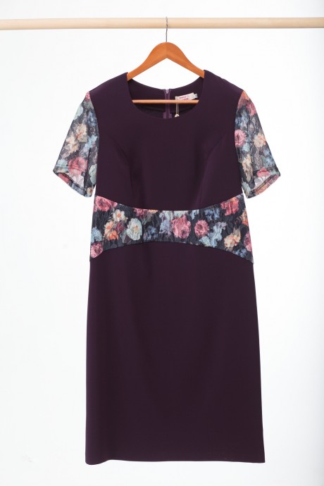 Вечернее платье Anelli 221 бордовый с гипюром размер 50-66 #5